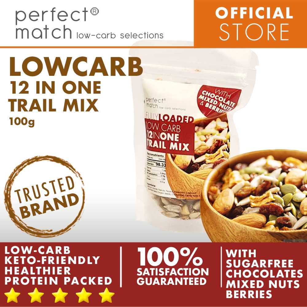 PerfectMatch Low-carb® l Low-Carb Trail Mix l Fully Loaded 12-in-1 l Chocolates, Mixed Nuts, Berries l 100grams