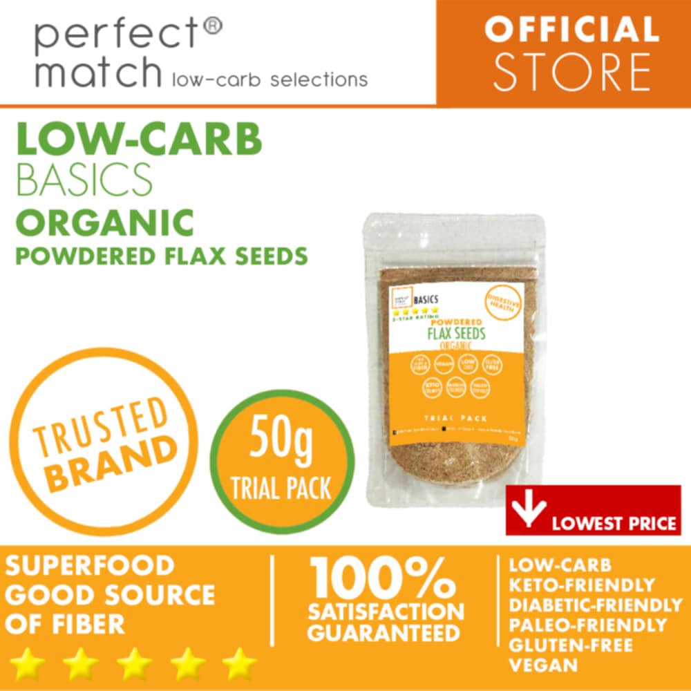 PerfectMatch Low-carb® l Flax Seeds Powder I Low-carb l Keto-Friendly l Paleo-Friendly l Gluten-Free l Diabetic- Friendly l Vegan l Good Source of Fiber