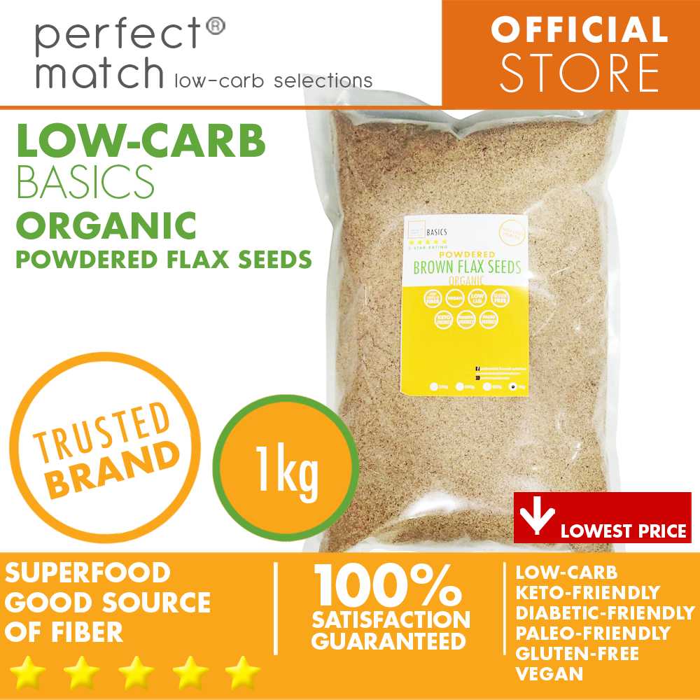 PerfectMatch Low-carb® l Brown Flax Seeds Powder I Low-carb l Keto-Friendly l Paleo-Friendly l Gluten-Free l Diabetic- Friendly l Vegan l Good Source of Fiber
