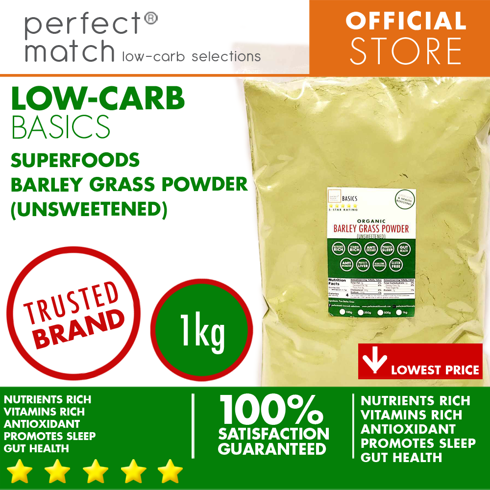 PerfectMatch Low-carb® | Barley Grass Powder | Organic | Unsweetened | Super Food | Health Boosting | Gluten-Free | Promotes Sleep | Gut Health | Anti-Inflammatory | Protects Liver | Alkalizing Properties