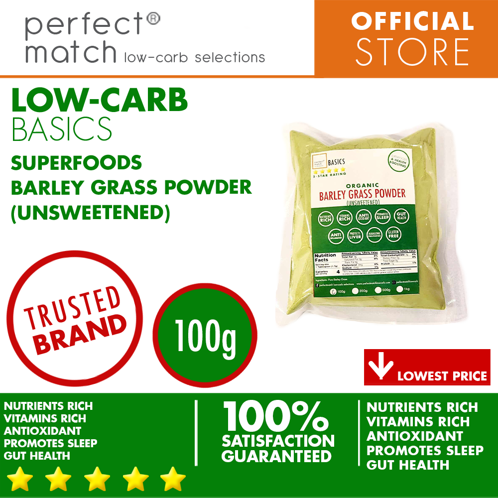 PerfectMatch Low-carb® | Barley Grass Powder | Organic | Unsweetened | Super Food | Health Boosting | Gluten-Free | Promotes Sleep | Gut Health | Anti-Inflammatory | Protects Liver | Alkalizing Properties