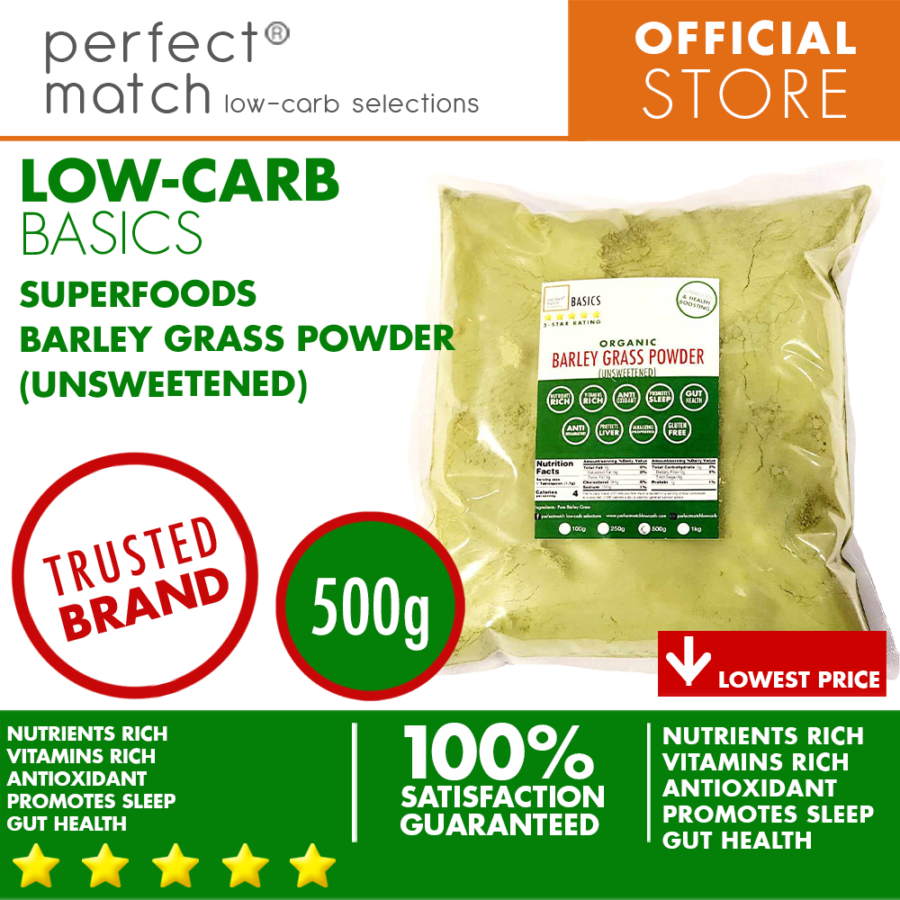 PerfectMatch Low-carb® | Barley Grass Powder | Organic | Unsweetened | Super Food | Health Boosting | Gluten-Free | Promotes Sleep | Gut Health | Anti-Inflammatory | Protects Liver | Alkalizing Properties