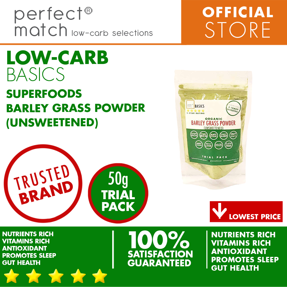 PerfectMatch Low-carb® | Barley Grass Powder | Organic | Unsweetened | Super Food | Health Boosting | Gluten-Free | Promotes Sleep | Gut Health | Anti-Inflammatory | Protects Liver | Alkalizing Properties