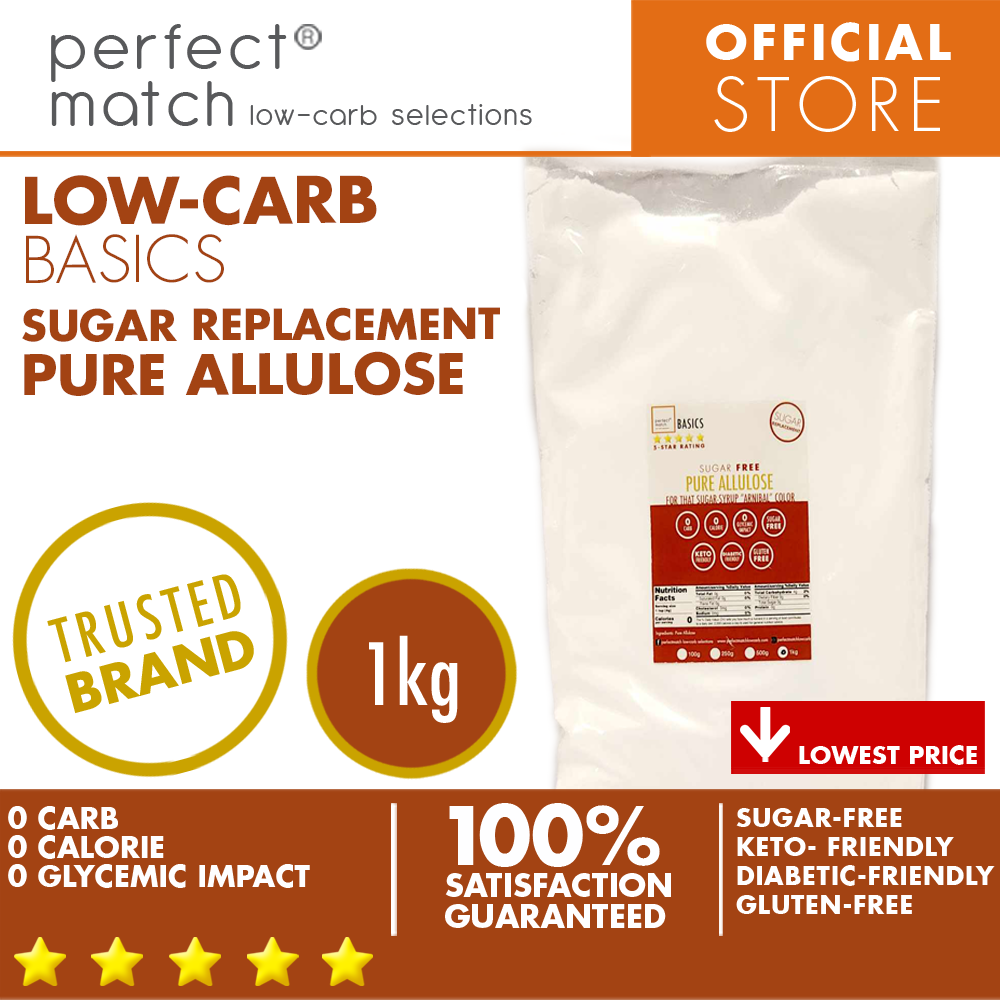 PerfectMatch Low-carb® | Pure Allulose | Sugar-Free Arnibal Replacement | Keto-Friendly | Diabetic-Friendly | Gluten-Free | Zero Carbs | Zero Calorie | 0 Glycemic Impact