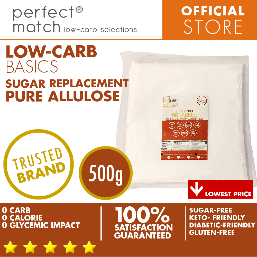 PerfectMatch Low-carb® | Pure Allulose | Sugar-Free Arnibal Replacement | Keto-Friendly | Diabetic-Friendly | Gluten-Free | Zero Carbs | Zero Calorie | 0 Glycemic Impact