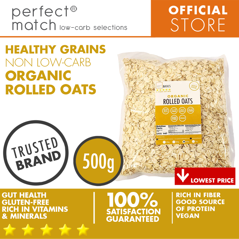 PerfectMatch Low-carb® | Organic Rolled Oats | Natural Super Food | High in Protein | Gluten-Free | Rich in Fiber | Vegan | Packed with Vitamins and Minerals