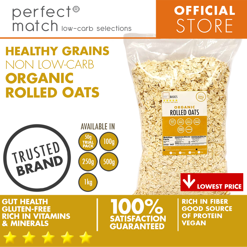 PerfectMatch Low-carb® | Organic Rolled Oats | Natural Super Food | High in Protein | Gluten-Free | Rich in Fiber | Vegan | Packed with Vitamins and Minerals