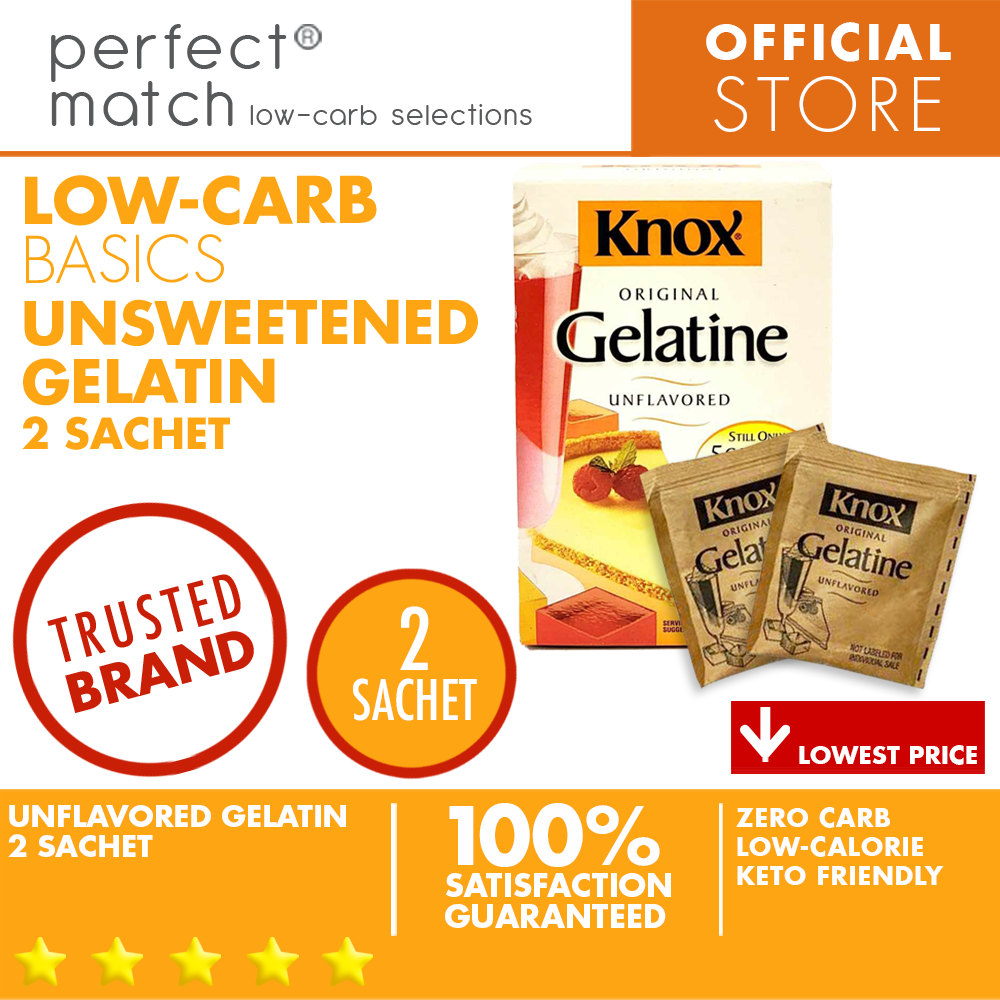 PerfectMatch Low-carb® l Knox Original Gelatine | Unflavored | Low-Calorie | Zero Gram Carbs per serving l 2 Sachet
