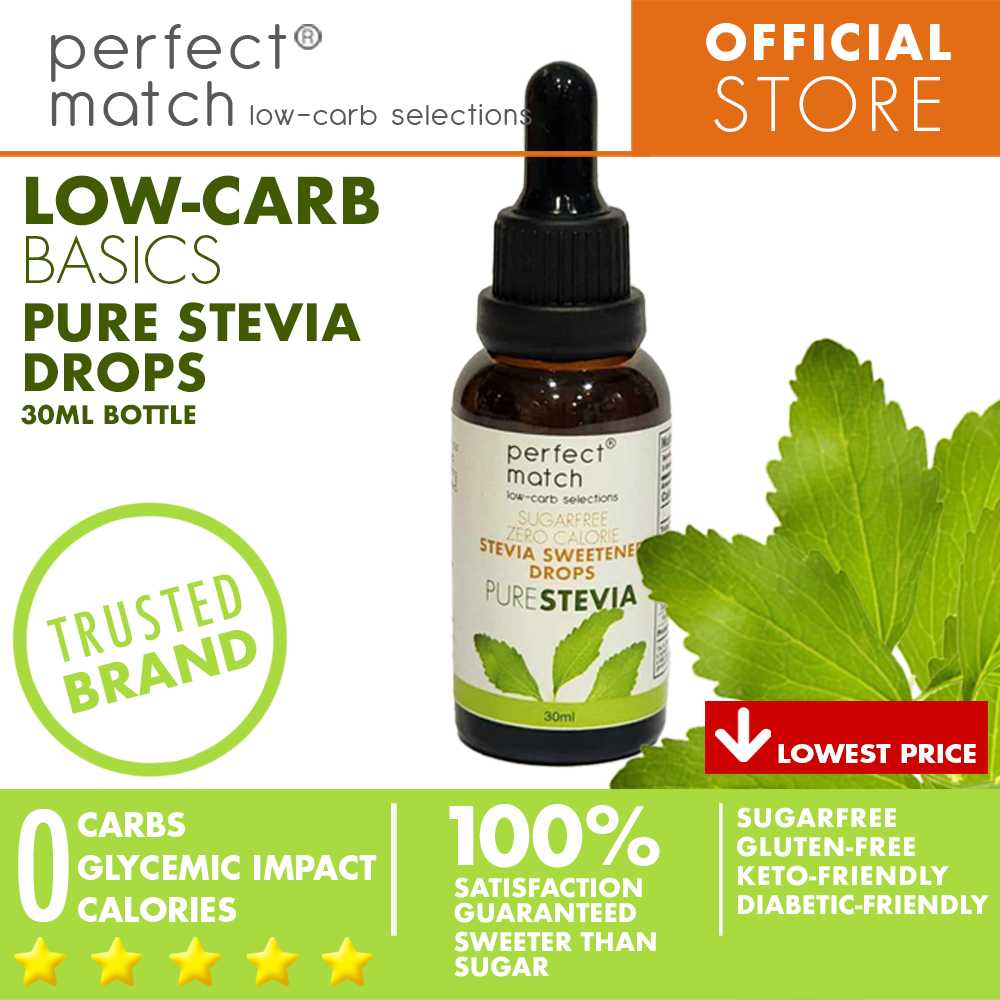 PerfectMatch Low-carb® | Stevia Drops Pure Stevia | Sugar-free | Sweetened Stevia Drops | Zero Calorie | Keto-friendly I 30ml