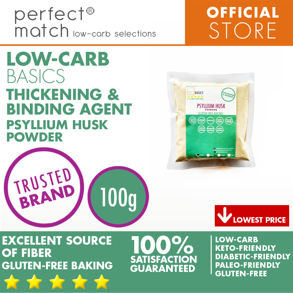 PerfectMatch Low-carb® l Psyllium Husk Powder I Low-carb l Keto-Friendly l Paleo-Friendly l Gluten-Free l Diabetic- Friendly l Vegan l Thickening & Binding Agent