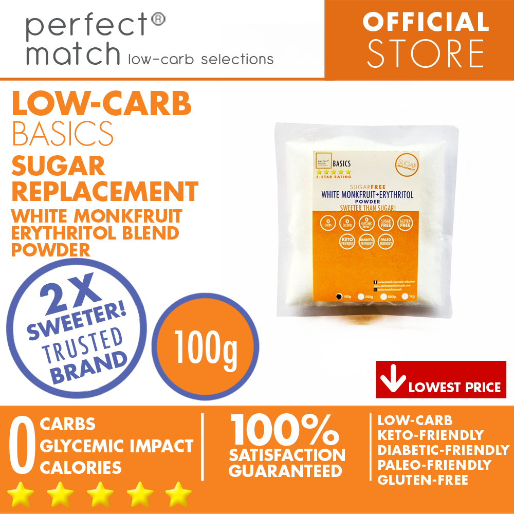 PerfectMatch Low-carb® l White Monkfruit Erythritol Blend Powder I Sugar-Free l Keto-Friendly l Paleo-Friendly l Gluten-Free l Sugar Replacement