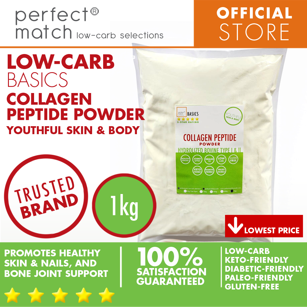 PerfectMatch Low-carb® l Collagen Peptide Powder l Hydrolyzed Bovine Type I, II I Keto-Friendly l Paleo-Friendly l Gluten-Free l Diabetic- Friendly l Coffee Creamer Replacement