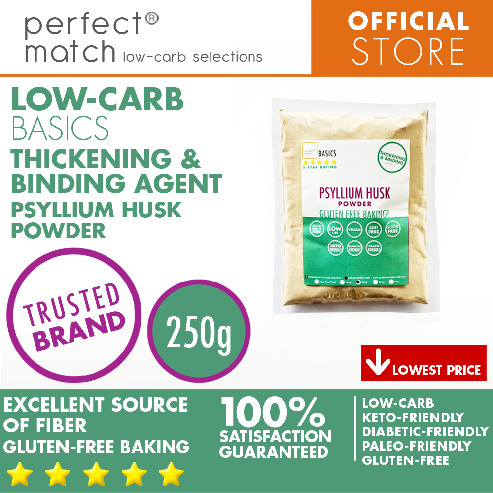 PerfectMatch Low-carb® l Psyllium Husk Powder I Low-carb l Keto-Friendly l Paleo-Friendly l Gluten-Free l Diabetic- Friendly l Vegan l Thickening & Binding Agent