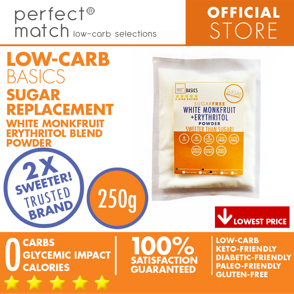 PerfectMatch Low-carb® l White Monkfruit Erythritol Blend Powder I Sugar-Free l Keto-Friendly l Paleo-Friendly l Gluten-Free l Sugar Replacement