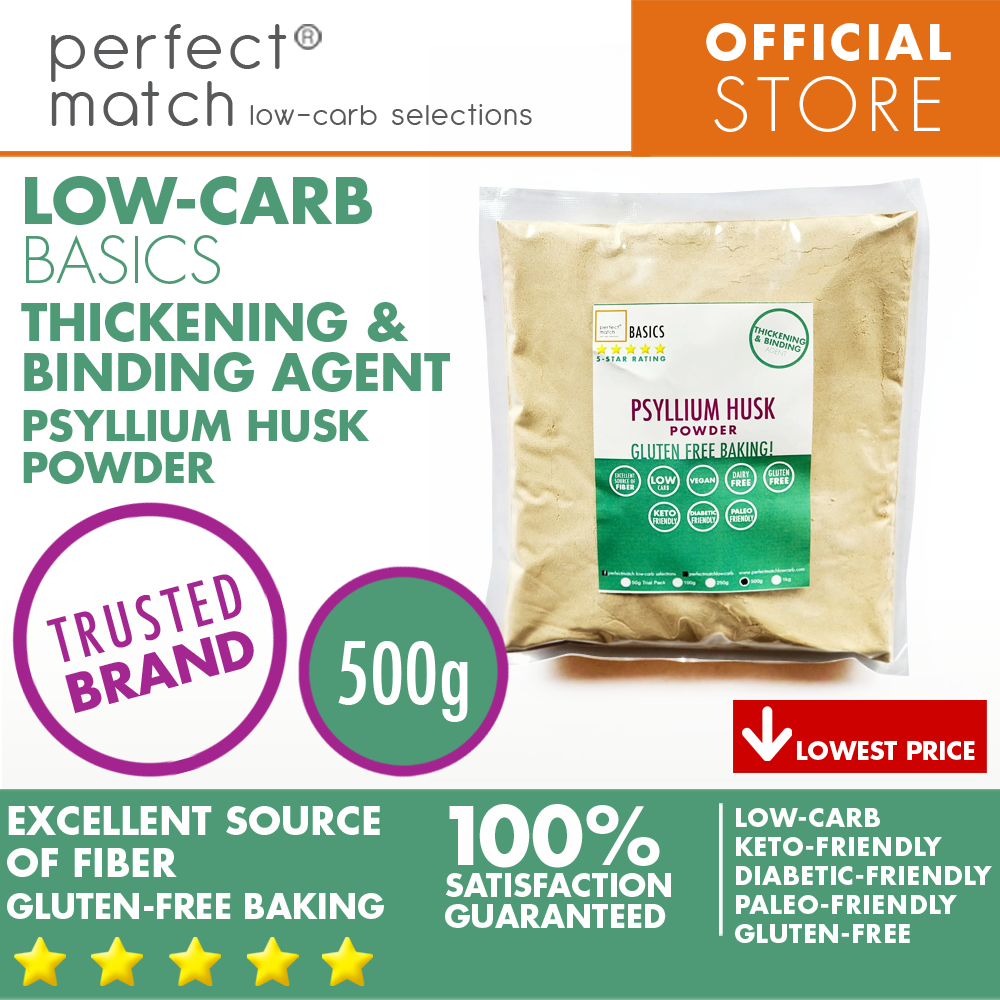 PerfectMatch Low-carb® l Psyllium Husk Powder I Low-carb l Keto-Friendly l Paleo-Friendly l Gluten-Free l Diabetic- Friendly l Vegan l Thickening & Binding Agent