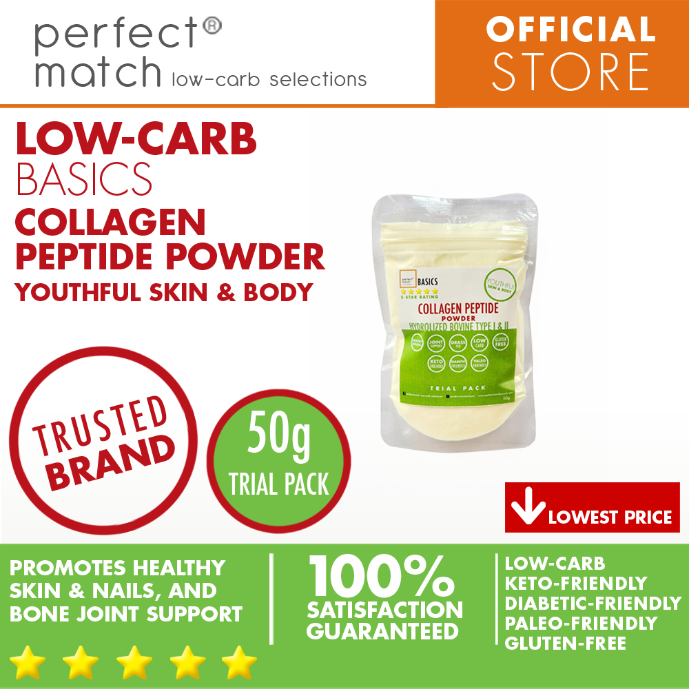 PerfectMatch Low-carb® l Collagen Peptide Powder l Hydrolyzed Bovine Type I, II I Keto-Friendly l Paleo-Friendly l Gluten-Free l Diabetic- Friendly l Coffee Creamer Replacement