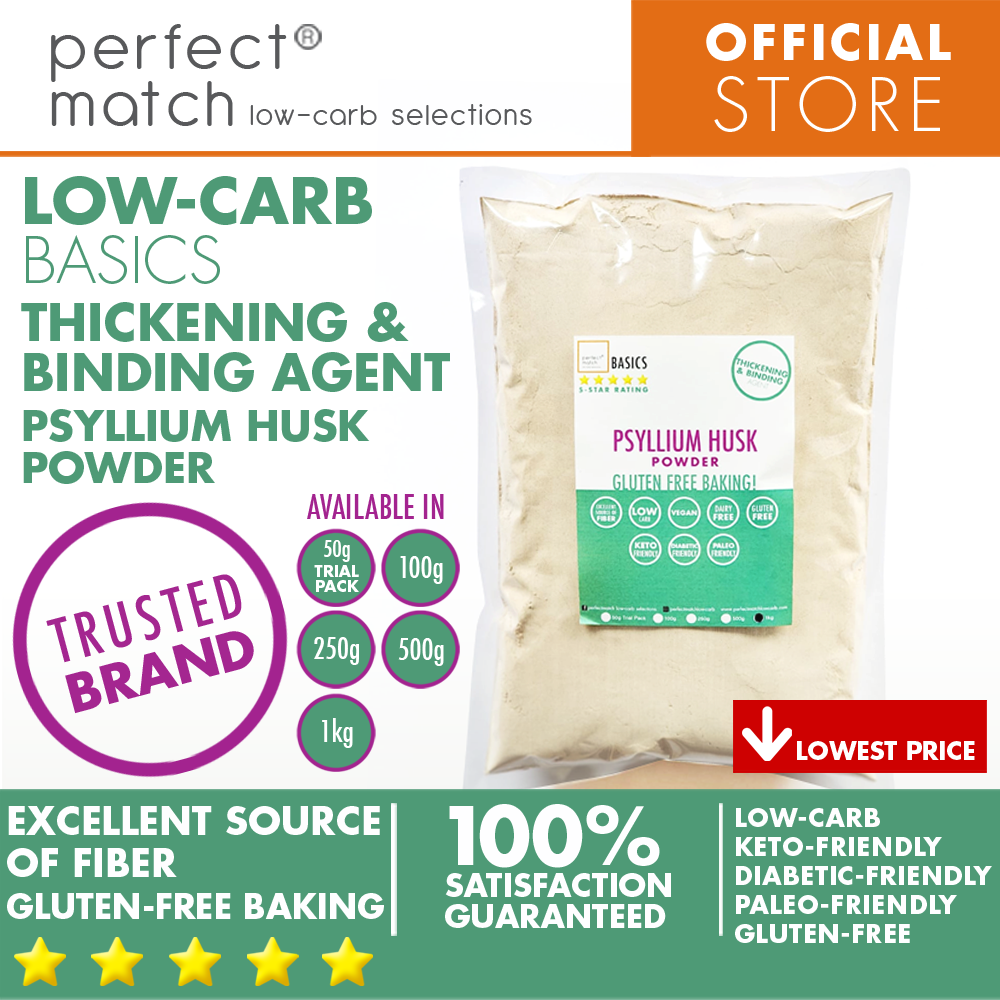 PerfectMatch Low-carb® l Psyllium Husk Powder I Low-carb l Keto-Friendly l Paleo-Friendly l Gluten-Free l Diabetic- Friendly l Vegan l Thickening & Binding Agent