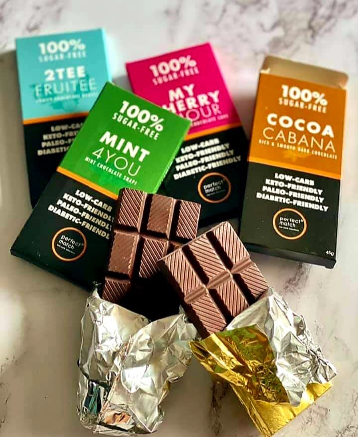 PerfectMatch Low-carb l Keto Sugar-Free Chocolate Dark l Cocoa Cabana 45g l Sugarfree